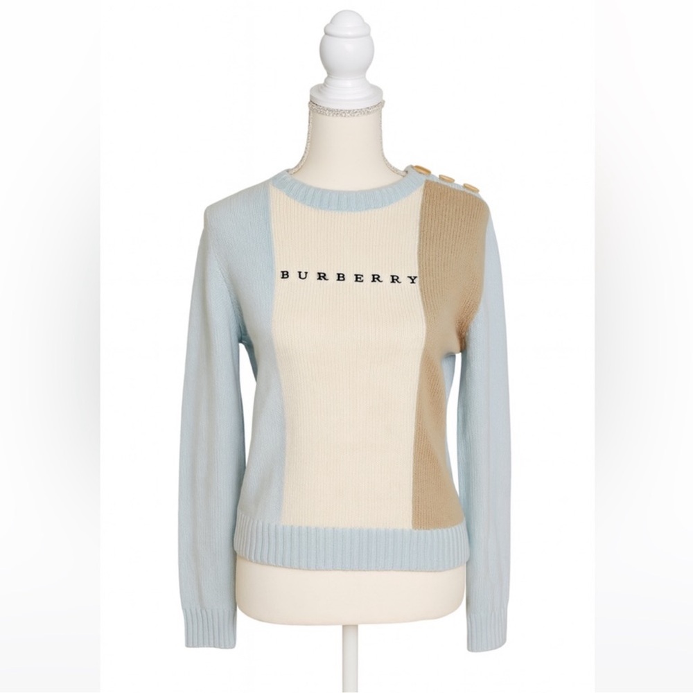 BURBERRY LONDON Colorblock Logo Knit Sweater $1,200MSRP - Picture 2 of 14